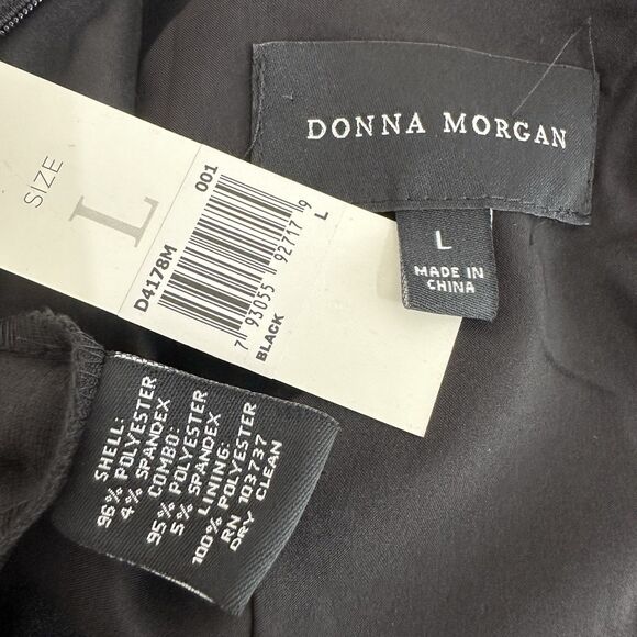 Donna Morgan Draped Front Sleeveless Sheath Dress Black V-back Size L Capsule - Picture 10 of 10